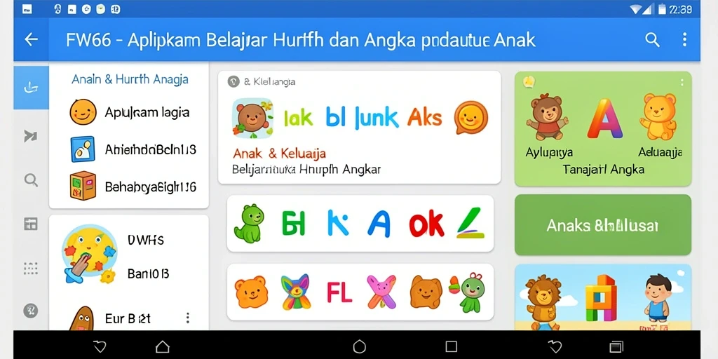 Tampilan antarmuka aplikasi FW66 yang ramah anak dan intuitif.