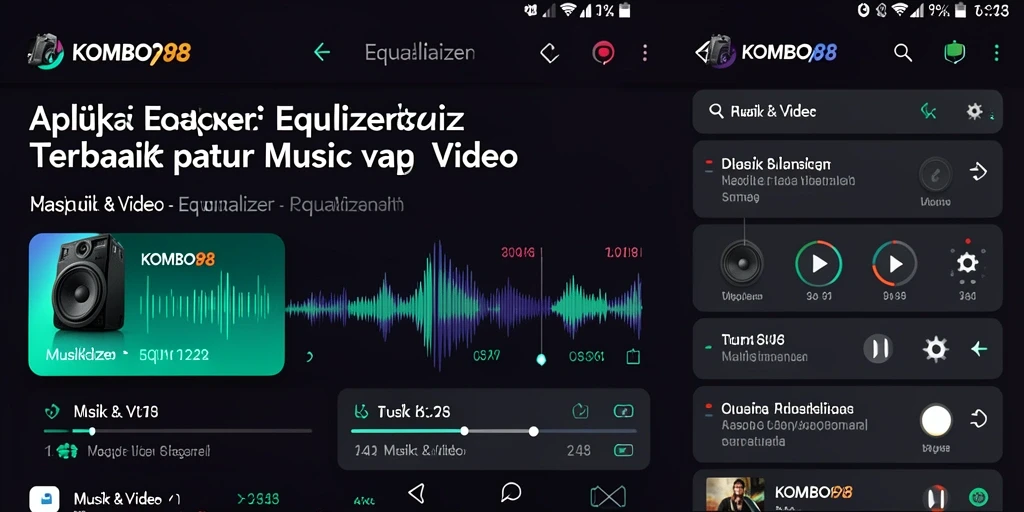 Antarmuka pengguna KOMBO88 menampilkan pengaturan Equalizer yang lengkap.