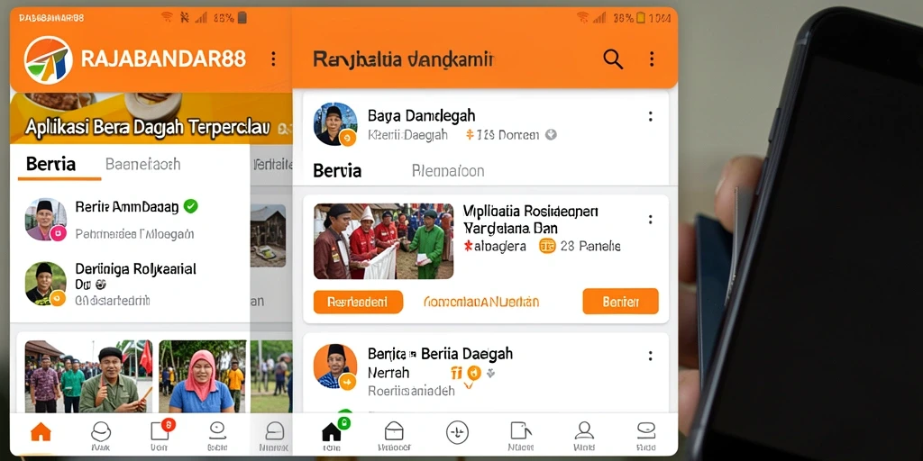 Screenshot aplikasi RAJABANDAR88 menampilkan antarmuka berita daerah.